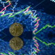 Stock photo of line chart and Tether coin